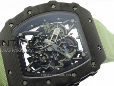 RM035-02 Forged Carbon Case KUF Best Edition White Crown on Green Nylon Strap MIYOTA8215