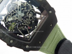 RM035-02 Forged Carbon Case KUF Best Edition White Crown on Green Nylon Strap MIYOTA8215