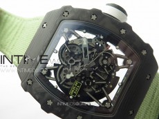 RM035-02 Forged Carbon Case KUF Best Edition White Crown on Green Nylon Strap MIYOTA8215