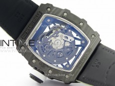 RM035-02 Forged Carbon Case KUF Best Edition White Crown on Green Nylon Strap MIYOTA8215