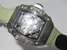 RM035-02 Forged Carbon Case KUF Best Edition White Crown on Green Nylon Strap MIYOTA8215