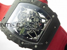 RM035-02 Forged Carbon Case KUF Best Edition Red Crown on Red Nylon Strap MIYOTA8215