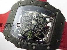 RM035-02 Forged Carbon Case KUF Best Edition Red Crown on Red Nylon Strap MIYOTA8215