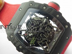 RM035-02 Forged Carbon Case KUF Best Edition Red Crown on Red Nylon Strap MIYOTA8215