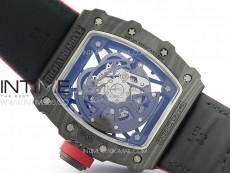RM035-02 Forged Carbon Case KUF Best Edition Red Crown on Red Nylon Strap MIYOTA8215
