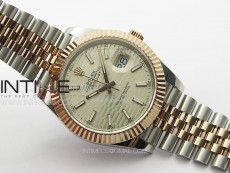 DateJust 41 126334 SS/RG GMF 1:1 Best Edition Silver Fluted Dial on SS/RG Jubilee Bracelet