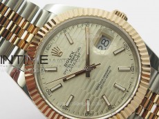 DateJust 41 126334 SS/RG GMF 1:1 Best Edition Silver Fluted Dial on SS/RG Jubilee Bracelet