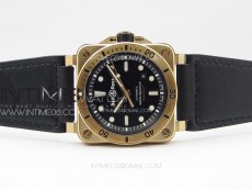 BR 03-92 Diver Bronzo B12 1:1 Best Edition Black Dial on Leather Strap MIYOTA 9015 (Free Rubber Strap And Tool)