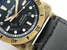 BR 03-92 Diver Bronzo B12 1:1 Best Edition Black Dial on Leather Strap MIYOTA 9015 (Free Rubber Strap And Tool)