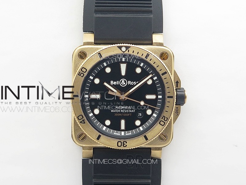 BR 03-92 Diver Bronzo B12 1:1 Best Edition Black Dial on Rubber Strap A2824 (Free Leather Strap And Tool)