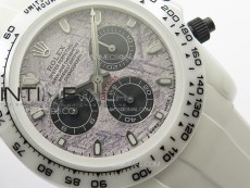 Daytona White Ceramic 5GF Best Edition Meteorite Dial on White Rubber Strap A7750