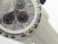 Daytona White Ceramic 5GF Best Edition Meteorite Dial on White Rubber Strap A7750