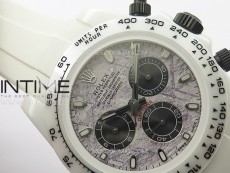 Daytona White Ceramic 5GF Best Edition Meteorite Dial on White Rubber Strap A7750