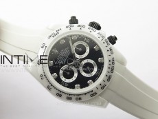 Daytona White Ceramic 5GF Best Edition Black Didmonds Dial on White Rubber Strap A7750