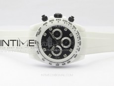 Daytona White Ceramic 5GF Best Edition Black Didmonds Dial on White Rubber Strap A7750