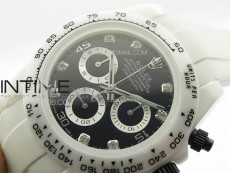 Daytona White Ceramic 5GF Best Edition Black Didmonds Dial on White Rubber Strap A7750