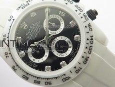 Daytona White Ceramic 5GF Best Edition Black Didmonds Dial on White Rubber Strap A7750