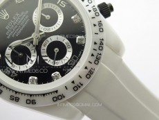 Daytona White Ceramic 5GF Best Edition Black Didmonds Dial on White Rubber Strap A7750