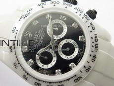 Daytona White Ceramic 5GF Best Edition Black Didmonds Dial on White Rubber Strap A7750