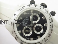 Daytona White Ceramic 5GF Best Edition Black Didmonds Dial on White Rubber Strap A7750
