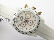 Daytona White Ceramic 5GF Best Edition White/RG Dial on White Rubber Strap A7750