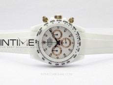 Daytona White Ceramic 5GF Best Edition White/RG Dial on White Rubber Strap A7750