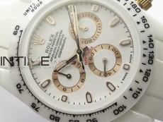 Daytona White Ceramic 5GF Best Edition White/RG Dial on White Rubber Strap A7750
