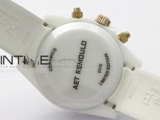 Daytona White Ceramic 5GF Best Edition White/RG Dial on White Rubber Strap A7750