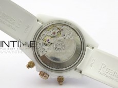 Daytona White Ceramic 5GF Best Edition White/RG Dial on White Rubber Strap A7750