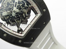RM055 Forged Carbon Case KUF Best Edition Red Crown on White Rubber Strap MIYOTA8215