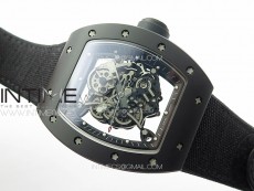 RM055 Real Ceramic Case KUF Best Edition Black Crown on Black Nyloy Strap MIYOTA8215