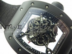 RM055 Real Ceramic Case KUF Best Edition Black Crown on Black Nyloy Strap MIYOTA8215