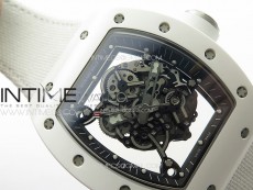 RM055 Real Ceramic Case KUF Best Edition White Crown on White Nyloy Strap MIYOTA8215