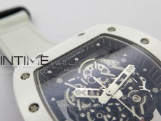 RM055 Real Ceramic Case KUF Best Edition White Crown on White Nyloy Strap MIYOTA8215