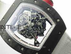 RM055 Real Forged Carbon Case KUF Best Edition Red Crown on White Nylon Strap MIYOTA8215