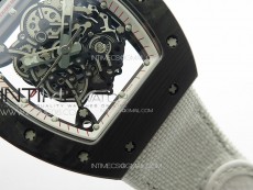 RM055 Real Forged Carbon Case KUF Best Edition Red Crown on White Nylon Strap MIYOTA8215