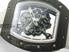RM055 Real Forged Carbon Case KUF Best Edition Red Crown on White Nylon Strap MIYOTA8215