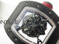 RM055 Real Forged Carbon Case KUF Best Edition Red Crown on White Nylon Strap MIYOTA8215
