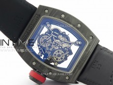 RM055 Real Forged Carbon Case KUF Best Edition Red Crown on White Nylon Strap MIYOTA8215