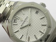 Pre Order: Royal Oak 41mm 15500 SS APSF 1:1 Best Edition Silver Textured Dial on SS Bracelet A4302 Super Clone