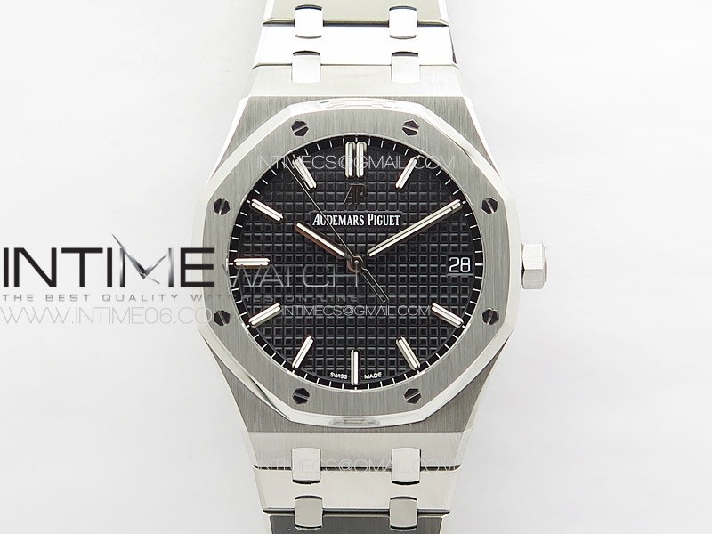 Royal Oak 41mm 15500 SS APSF 1:1 Best Edition Black Textured Dial on SS Bracelet A4302 Super Clone