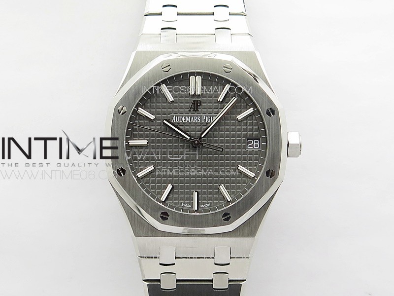 Royal Oak 41mm 15500 SS APSF 1:1 Best Edition Gray Textured Dial on SS Bracelet A4302 Super Clone