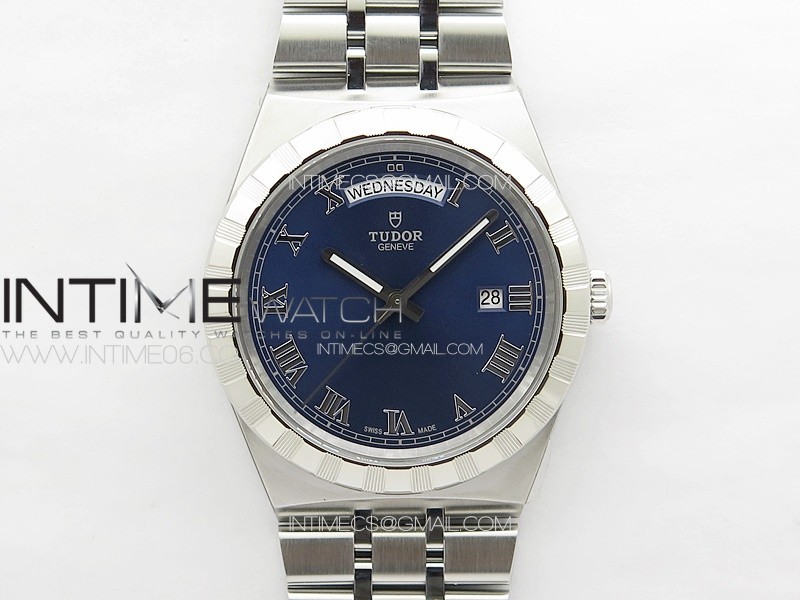 Prince Bay 41mm A7F 1:1 Best Edition Blue Dial Roman Markers on SS Bracelet A2824