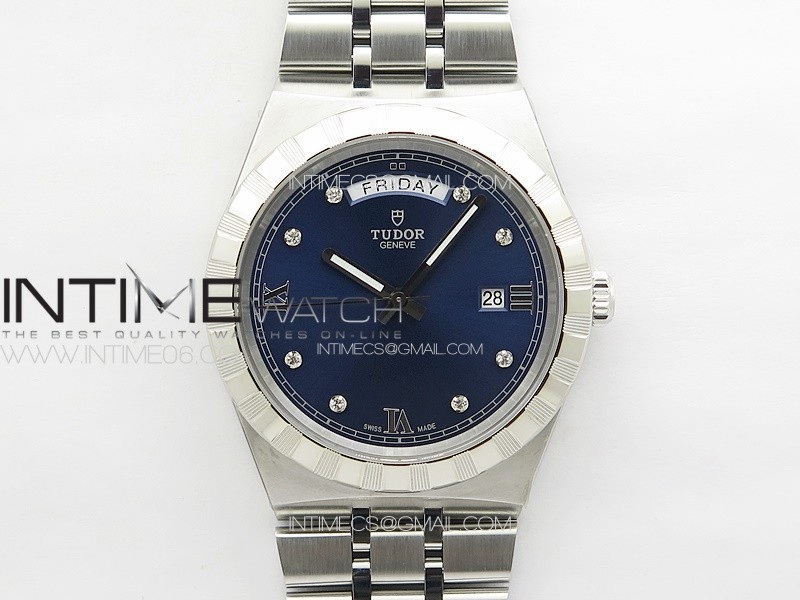 Prince Bay 41mm A7F 1:1 Best Edition Blue Dial Diamonds Markers on SS Bracelet A2824