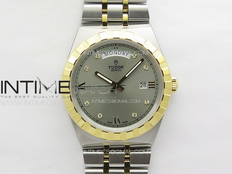 Prince Bay 41mm SS/YG A7F 1:1 Best Edition Silver Dial Diamonds Markers on SS Bracelet A2824