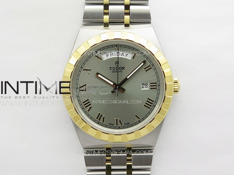Prince Bay 41mm SS/YG A7F 1:1 Best Edition Silver Dial Roman Markers on SS Bracelet A2824