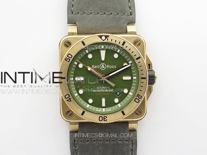 BR 03-92 Diver Bronze B12 1:1 Best Edition Brown Dial on Brown Leather Strap A2824 (Free Rubber Strap)