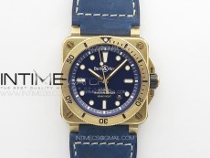 BR 03-92 Diver Bronze B12 1:1 Best Edition Blue Dial on Blue Leather Strap MIYOTA 9015 (Free Rubber Strap)