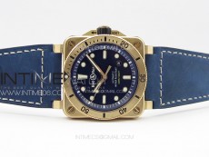 BR 03-92 Diver Bronze B12 1:1 Best Edition Blue Dial on Blue Leather Strap MIYOTA 9015 (Free Rubber Strap)