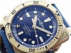 BR 03-92 Diver Bronze B12 1:1 Best Edition Blue Dial on Blue Leather Strap MIYOTA 9015 (Free Rubber Strap)